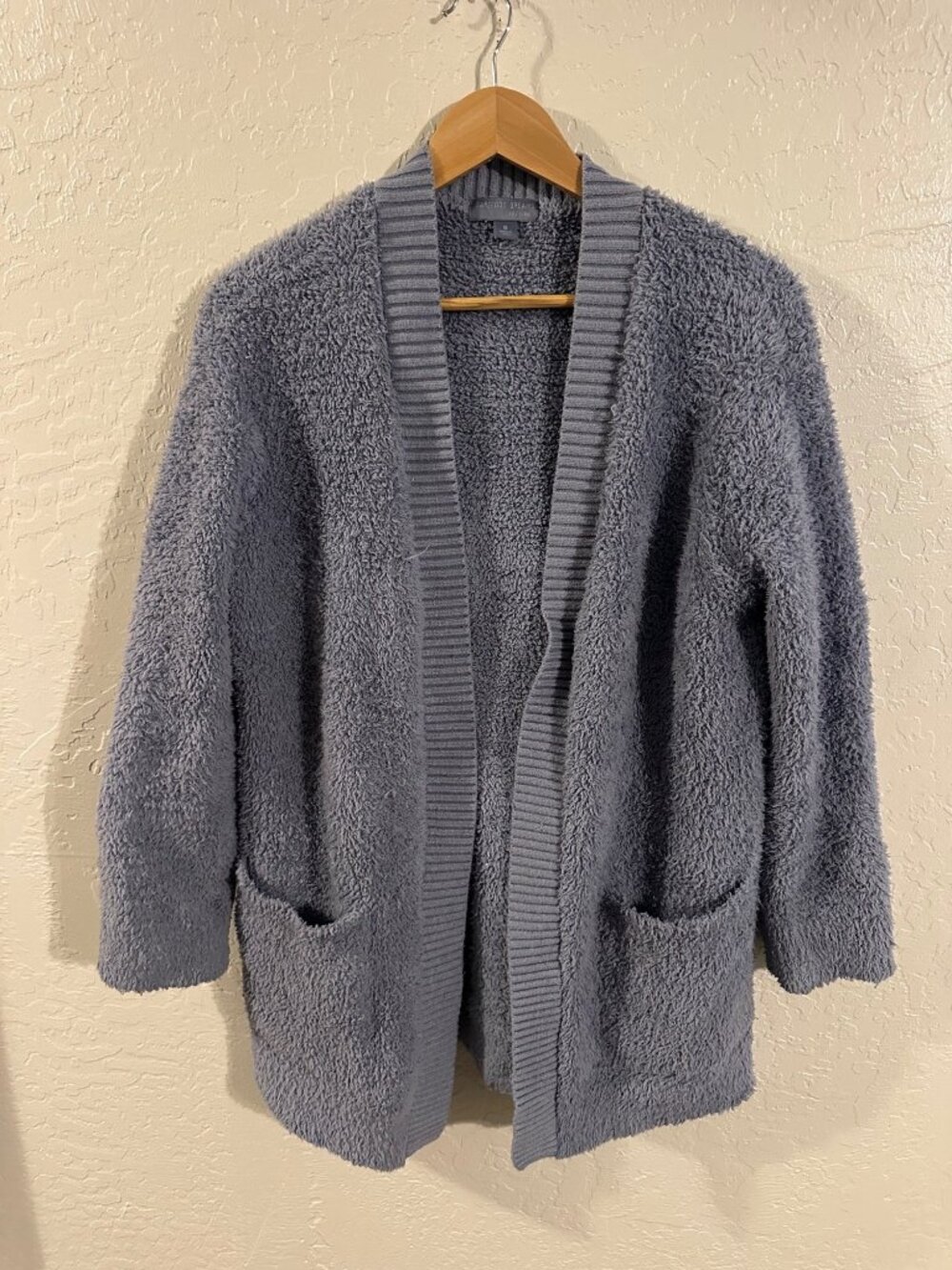 Barefoot Dreams Cozychic Blue Plush Ribbed Knit Fall Cozy Cardigan